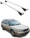 Omtec Subaru Dakdragers, dwarsbalken voor Subaru Outback, modeljaren 1994-2003, van metaal, zilverkleurig