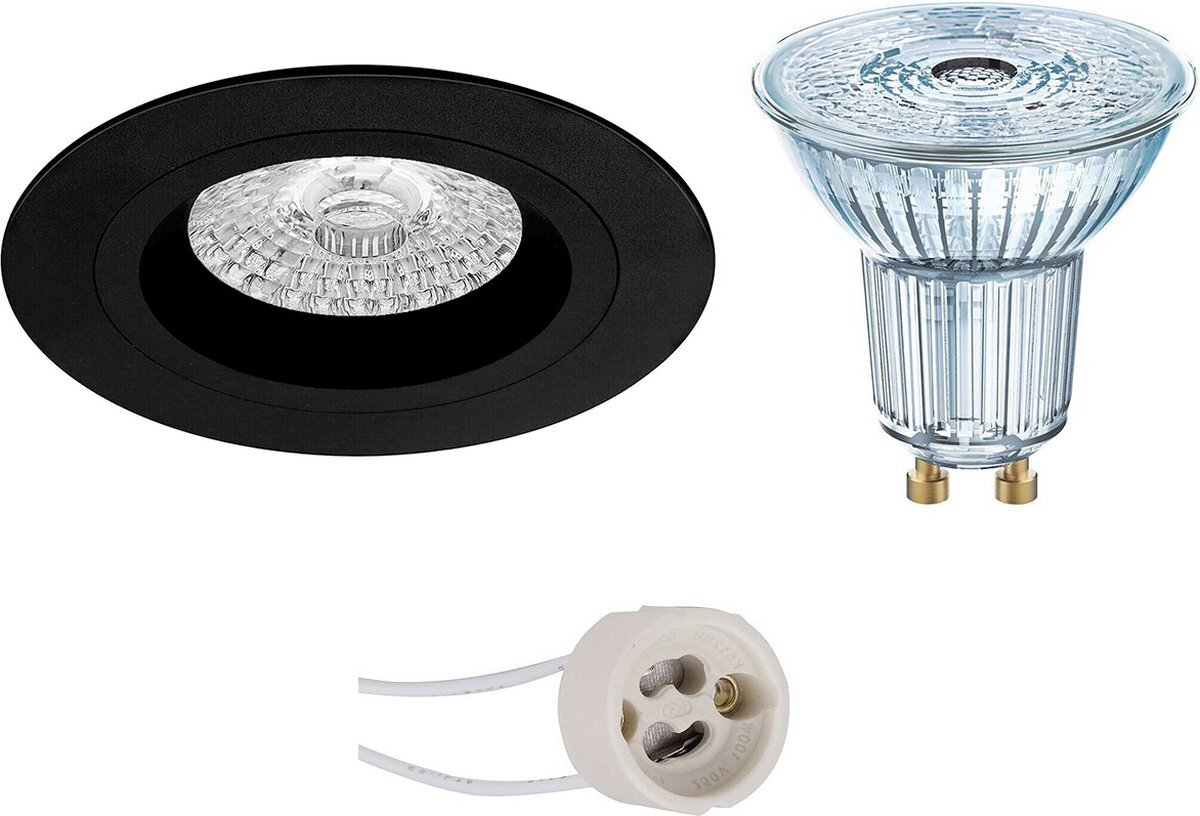 Qualu LED Spot Set - OSRAM Parathom PAR16 940 36D - Proma Rodos Pro - GU10 Fitting - Dimbaar - Inbouw Rond - Mat Zwart - 3.7W - Natuurlijk Wit 4000K - Ø93mm