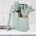 Set universelle de 19 ustensiles de cuisine : 14 ustensiles de cuisine + 5 couteaux de cuisine essentiels pour une expérience culinaire complète (vert clair)