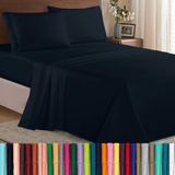 Elegant Comfort Beddengoedset, diepe zak tot 16 inch, microvezel, zwart, twin/twin XL