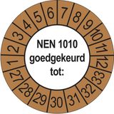 Merkloos / Sans marque Ricard Keuringsstickers NEN 1010 2027 | 50 stuks, Ø 35 mm | Buiten Bruin