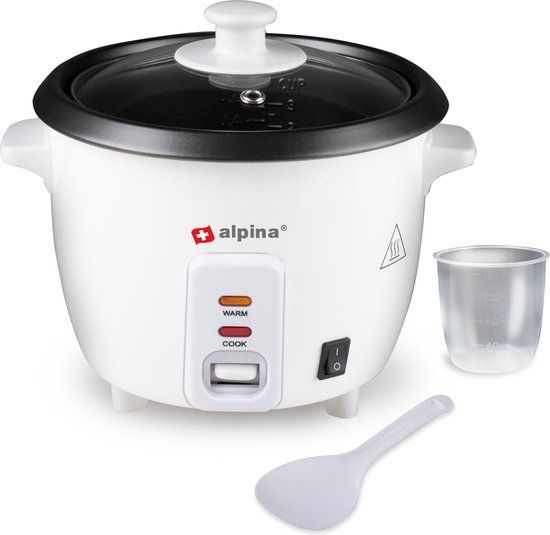 Alpina Rijstkoker - Anti-aanbaklaag - Warmhoudfunctie - 0.6 L - 300W - Wit