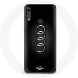 Audi Logo hub cover zwarte achtergrond Maniacase Hoesje voor Huawei p30 lite