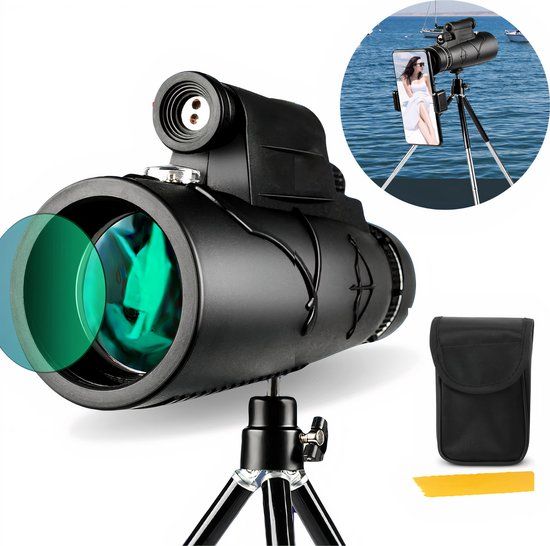 Zoomble 12x50 Monocular Telescope with Tripod and Phone Holder - Compact, for Adults