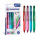 OSAMA, Set van 4 gekleurde verchroomde pennen, 4 stuks, 1,0 mm veelkleurige balpen met zwarte inkt, blauw, rood en groen, ideaal voor schrijfwaren en schrijfwaren op school, universiteit en kantoor
