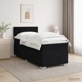 vidaXL Boxspringbed met matras en LED-verlichting, zwart, 90 x 200 cm, gestoffeerd