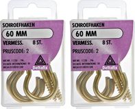 Deltafix Schroefhaken - 16 stuks - Messing metaal - 60 mm