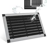 Deurmat buiten 40x60 cm, stevige entreemat met aluminiumkleurig frame, voetmat met borstelstructuur van polypropyleenvezels, duurzame buitenmat voor voordeur, terras of camping
