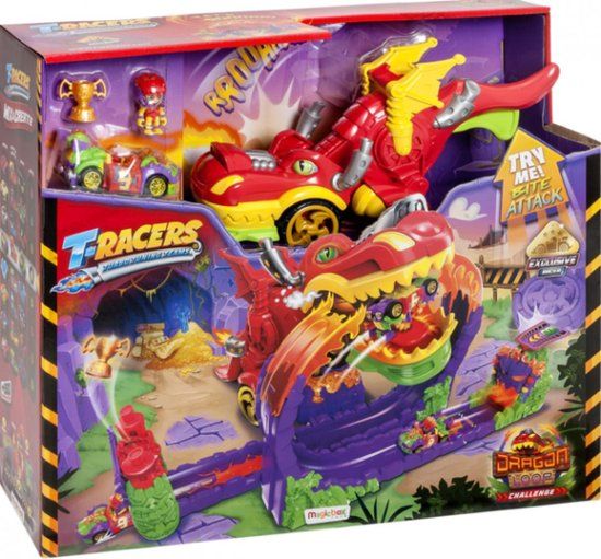 NAVO Magic Box T-RACERS Dragon Loop Looping met draak, piloten en exclusieve auto, speelgoedauto's