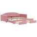 vidaXL Slaapbank met onderschuifbed en lades 100x200 cm fluweel roze