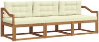 vidaXL Acacia Hout Chaise Longue Loungeset 3-delig Natuurlijk en Crème