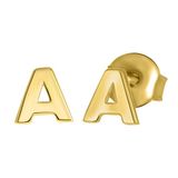 Lucardi Dames Oorbel alfabet per stuk - Oorbellen - Cadeau - 14 Karaat Goud - Geelgoud
