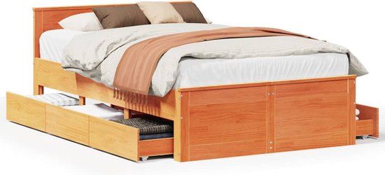 vidaXL Bedframe Hout Wasbruin 120x190 cm