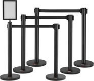 VEVOR Personengeleidingssysteem Afzetlint Afzetstandaards 6 Stuks, 2 M X 48 Mm Zwarte Oprolbare Riem