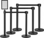 VEVOR Personengeleidingssysteem Afzetlint Afzetstandaards 6 Stuks, 2 M X 48 Mm Zwarte Oprolbare Riem