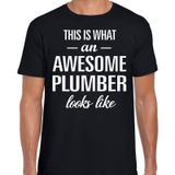 Bellatio Decorations Awesome Plumber - geweldige loodgieter cadeau t-shirt zwart heren - beroepen shirts / verjaardag cadeau M