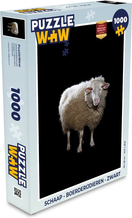 MuchoWow Puzzel Schaap - Boerderijdieren - Zwart - Legpuzzel - Puzzel 1000 stukjes volwassenen