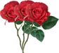 Mica Decorations Kunstbloem roos Emy - 3x - rood - 31 cm - polyester