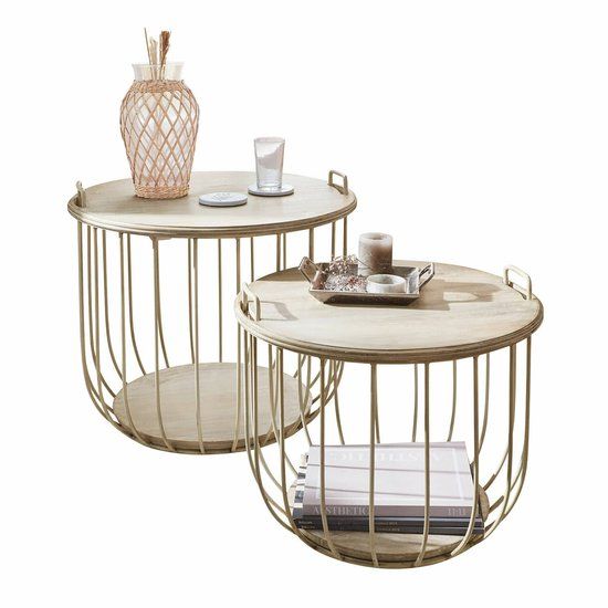 LOBERON Salontafel set van 2 Lawson antiekwit
