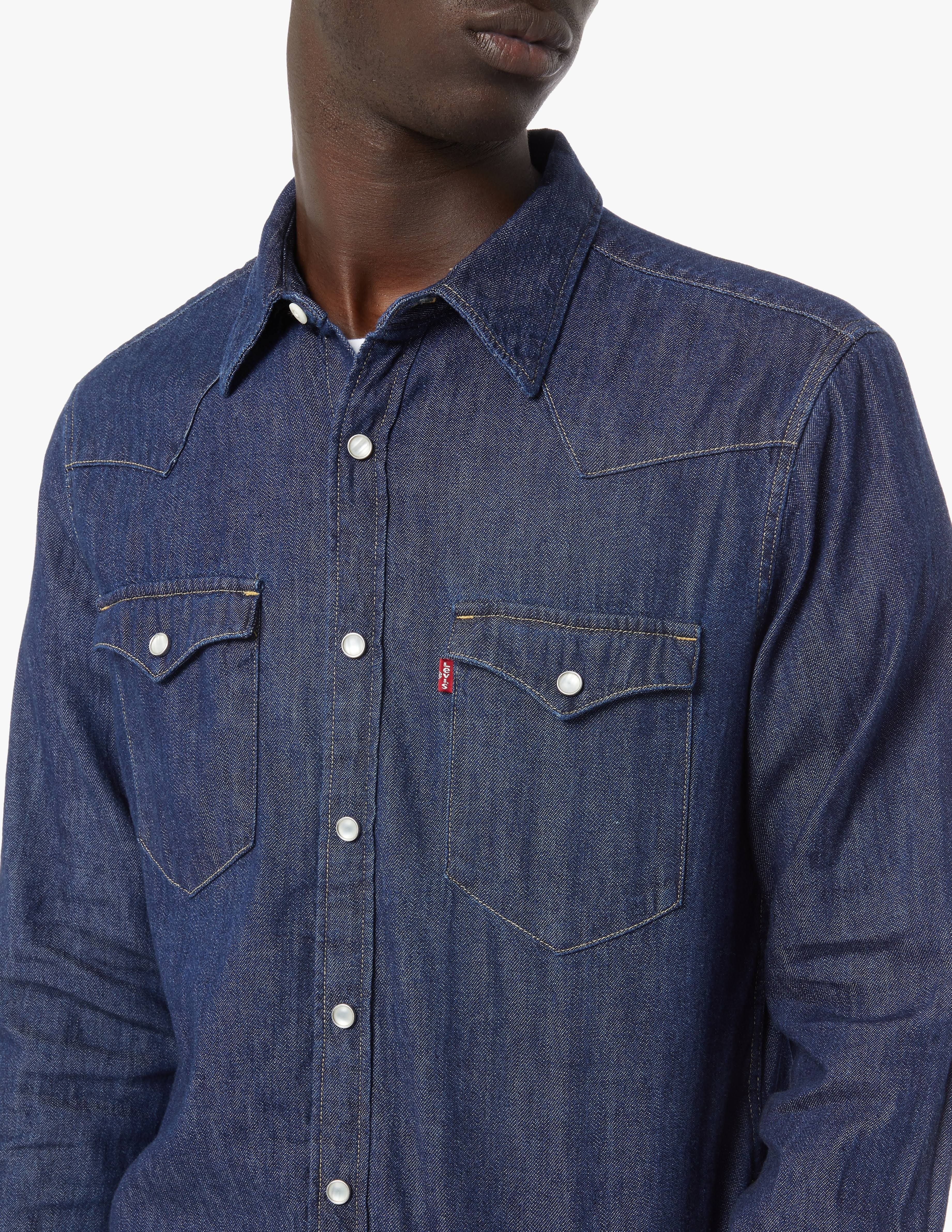 Levi's Regular Fit Denim Overhemd - Donkerblauw