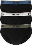 HUGO BOSS Power briefs (3-pack) - heren slips - zwart met gekleurde tailleband