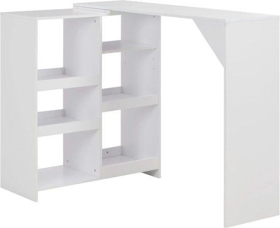 vidaXL Bartafel met verplaatsbaar schap 138x39x110 cm wit