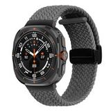 By Qubix Qubix - Compatible Samsung bandje - Braided band met D-buckle sluiting - Grijs - Geschikt voor Samsung Galaxy Watch Ultra / Ultra 2 - 47mm