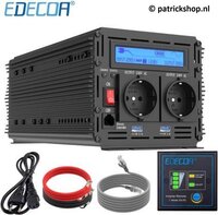 Edecoa 12V-230V UPS/Accu lader/Omschakelsysteem Zuivere Sinus Omvormer - 2500W/5000W + controller