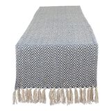 DII Geweven Basic Tafelblad Collectie, Chevron Tafelloper, 15x108, Frans Blauw