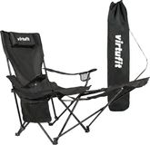 VirtuFit Opvouwbare Camping Stoel met Voetsteun - Strandstoel - Zwart