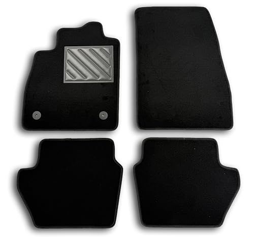 Vloermat Ford Vloermat voor Fiesta VII MK7 (zelfs Mild Hybrid), antislip, versterkte rubberen hielbekleding, bevestigingsknoppen, zwart