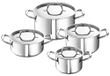 Set de casseroles, 4 pièces, acier inoxydable 18/10, avec couvercles
