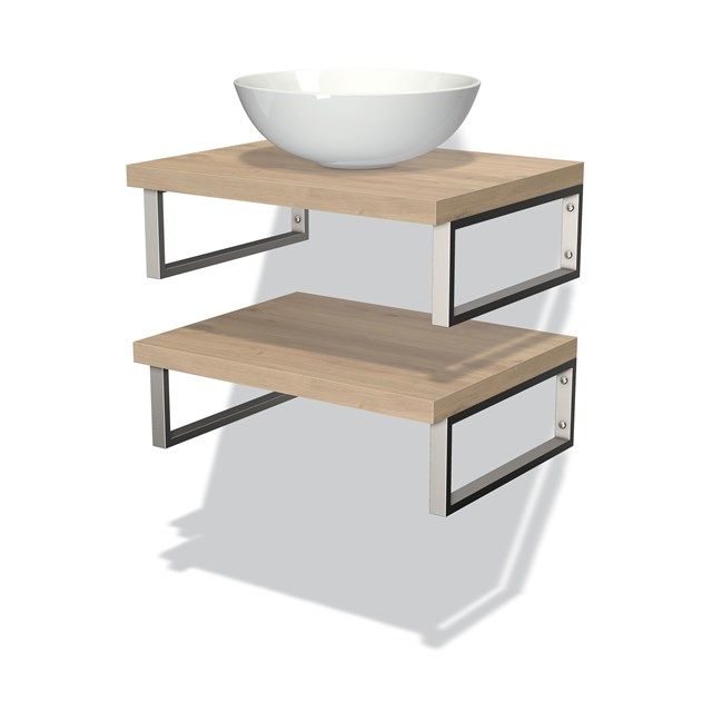 Maxaro Badkamermeubel Modulo Plato Lichtbruin Eiken 60 cm 2 Wastafelbladen