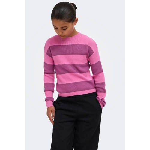 ONLY KIDS ONLY GIRL KOGFRANCA gestreepte gebreide trui roze