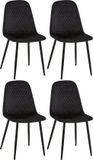 CLP Giverny Set van 4 eetkamerstoelen - zwart Fluweel