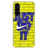 Maniacase Hoesje Voor Samsung Galaxy A26 just do it logo kleur blauw front geel
