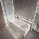 Hudson Reed Covelly Baignoire douche rectangulaire moderne - 180 x 80 cm - Pare baignoire chromé - Tablier latéral & frontal