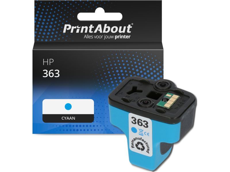 PrintAbout Inktcartridge 363 (C8771EE) Cyaan geschikt voor HP