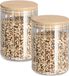 Zeller Voorraad/bewaar pot Grooves - 2x - hard glas - transparant - 550 ml - bamboe deksel - luchtdicht