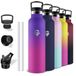 Grsta Thermosfles, 1 liter, BPA-vrij, sportfles met rietje, lekvrij, roestvrijstalen waterfles, houdt 12 uur warm / 24 uur koud, voor camping, yoga
