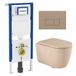 Geberit QeramiQ Dely Swirl Toiletset - 36.3x51.7cm - Geberit UP720 Duofix Sigma inbouwreservoir - slimzitting - bedieningsplaat taupe - rechthoekige knoppen - mat beige