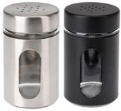 Excellent Houseware Set de salière et poivrière - verre - noir et argent - 94 ml