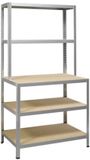 Ironside Étagère de rangement - Métal et Bois - 5 tablettes - 186x100x60/30 cm - 200 KG