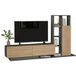 Meuble TV et étagère 3 portes 11 niches chêne et gris L 201,2 H 123,6 P 29,5 cm
