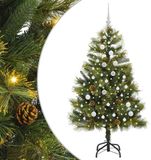 vidaXL Kunstmatige scharnier kerstboom met cones groen 150 cm