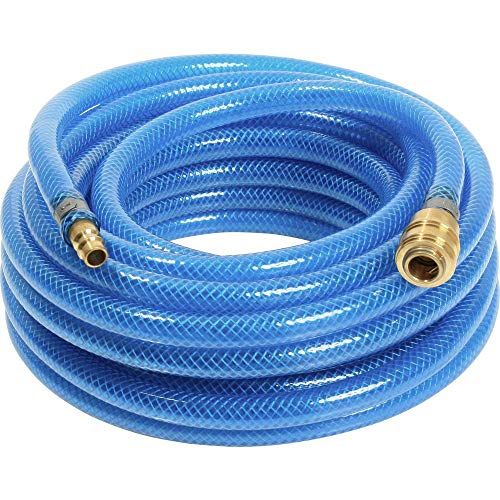 as - Schwabe Druckluftschlauch-Garnitur mit Polyestergewebeeinlage Serie 2050 20 m PVC-Druckluft-Schlauch 9 x 3 mm mit Schnellverschlusskupplung & Stecktülle Blau, 12708
