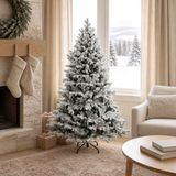 vidaXL Sapin de Noël artificiel articulé 150 cm PVC et métal vert et blanc