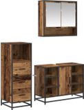 vidaXL Badkamermeubel Set 3-delig Oud Hout Bewerkt Hout