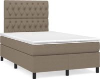 vidaXL Boxspringbed met matras en LED-verlichting, taupekleurig, 120x190 cm, gestoffeerd