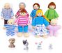 Maison de poupées famille de poupées - 12 pièces - Bois - Animaux domestiques et enfants